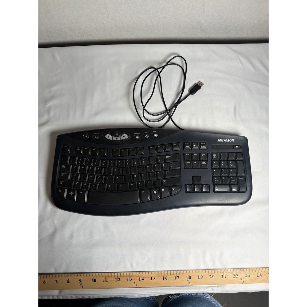 Ergonomic Microsoft Comfort Curve Keyboard 2000 Unisex OS Black Excellent